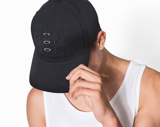 Geometric Sandwich Peak Unisex Black Cap