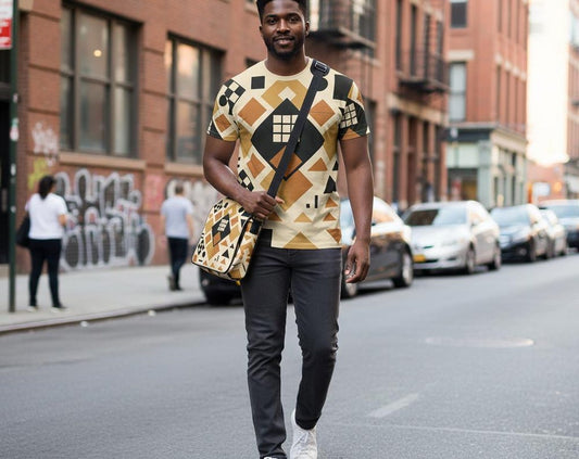 Geometric Earthtone T-Shirt: Boho Chic Polyester Tee